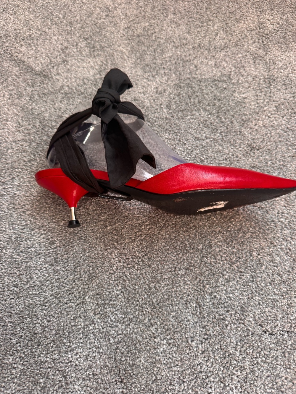 Archive Prada Milano Red Leather Ribbon Wrap Kitten Heels | Size 38 | Dust Bags - Picture 6 of 16